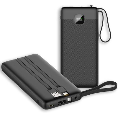 POWER BANK WITH BUILT-IN CABLES, 10000 mAh