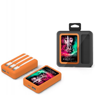 WIRELESS POWER BANK WITH BUILT-IN CABLES, 4000 - 10000 MAH, CUSTOM COLOURS, LED LOGO + CMYK