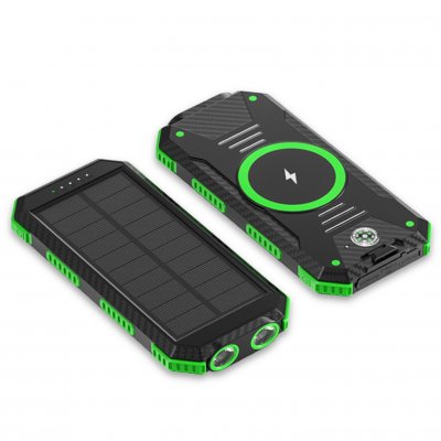 SOLAR POWER BANK WITH LED TORCH AND WIRELESS CHARGING, 10000 MAH