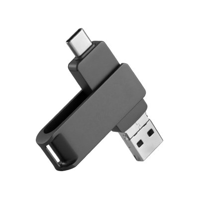 3 in 1 rotating USB flash drive, USB A + USB Micro + Type-C, 3.0 256GB, black colour (UDM12330)