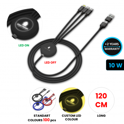 6-IN-1 LONG USB CHARGING CABLE, WITH LED LOGO