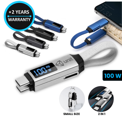 100 W DATA AND FAST CHARGING MAGNETIC CABLE 2-IN-1, WITH LED DISPLAY