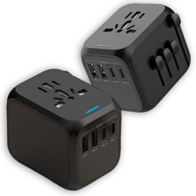 PD 25W Universal Travel adapter with 2 x USB-A + 2 x USB-C (TYPE-C) output, black colour (CLA1013C)