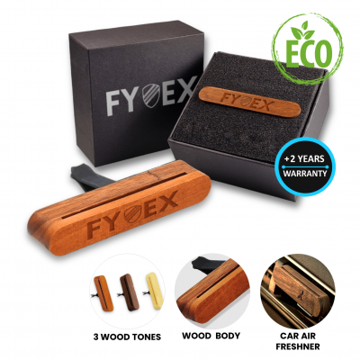 Elegant wooden car air freshener in a gift box