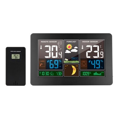 Weather station with color LCD display and indoor and outdoor sensors