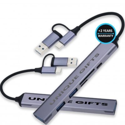 Multifunctional data and power USB 3.0 hub, USB-C + USB-A