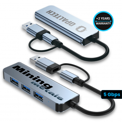 Data and power USB 3.0 hub, USB-C + USB-A