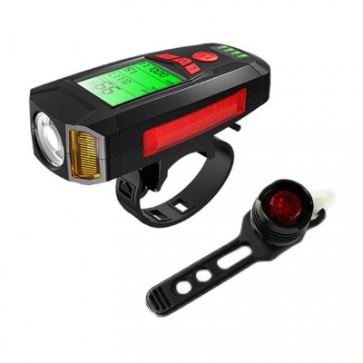 Multifunctional flashlight with bike computer and sound alert, USB-C charging