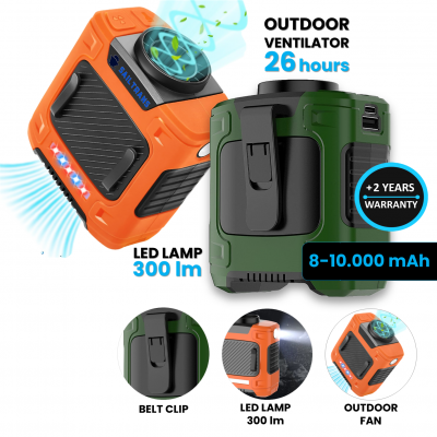 OUTDOOR POWER BANK WITH FAN AND LED TORCH, 8000 / 10000 MAH