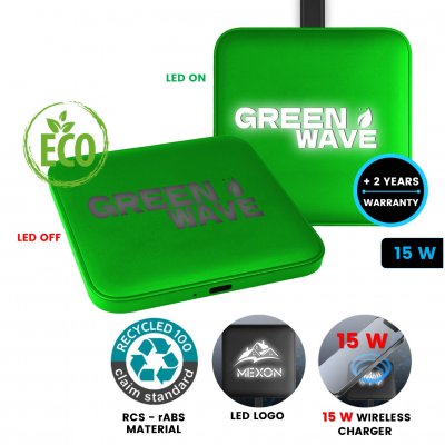 15 W wireless charging pad, with LED logo, rABS (RCS)