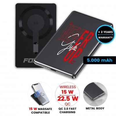 5000 mAh - Super-slim metal magnetic power bank with 15 W wireless charging and QC 22.5 W