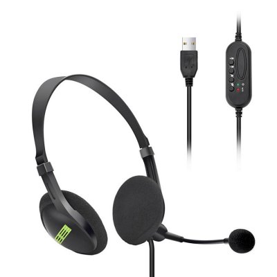 STEREO HEADPHONES WITH MICROPHONE AND USB CONNECTOR