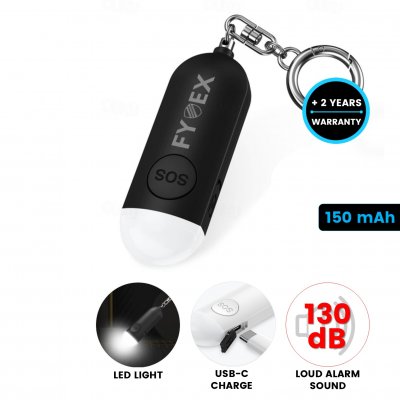 Personal security alarm, with LED flashlight