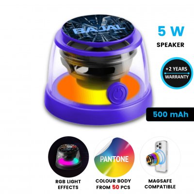 5 W magnetic wireless speaker in custom colors + CMYK