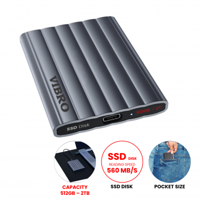 HIGH-SPEED PORTABLE SSD DRIVE WITH USB-C CONNECTOR