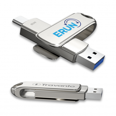 METAL ROTATING USB 3.1 FLASH DRIVE 
WITH USB-C (TYPE-C) AND USB-A CONNECTORS