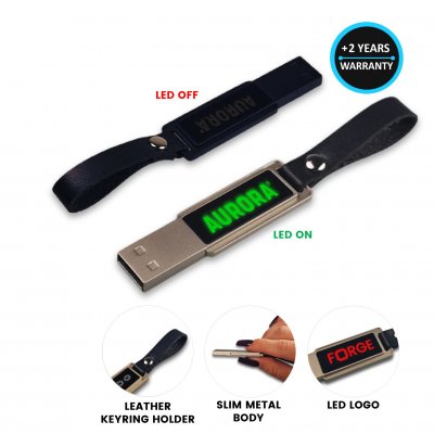 Mini metal USB 2.0/3.0 flash drive with LED logo