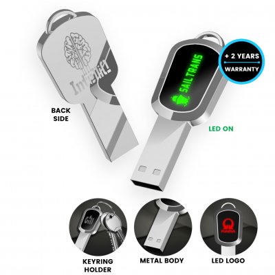 Metal USB 2.0/3.0 flash drive with LED logo