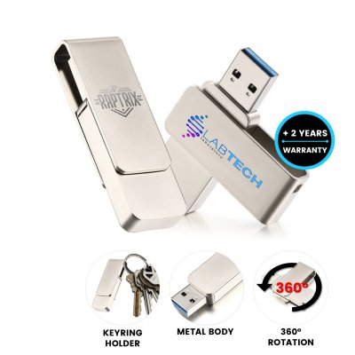 Metal rotating USB 2.0/3.0 flash drive with USB-A connector