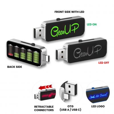 USB 3.0 FLASH DRIVE WITH LED LOGO AND USB-C (Type-C) + USB-A CONNECTORS