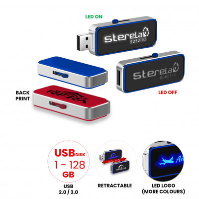 RETRACTABLE USB FLASH DRIVE WITH LED LOGO