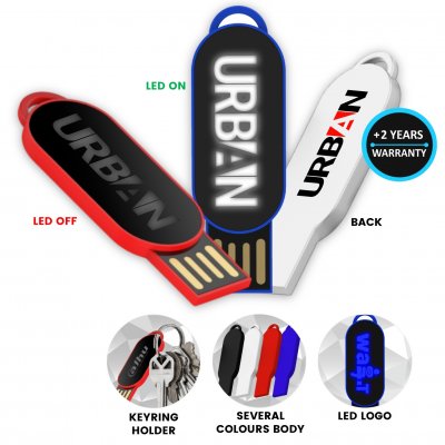 Plastic USB 2.0/3.0 flash drive with LED logo