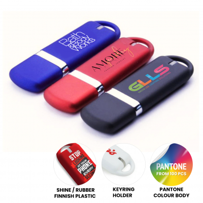 PLASTIC RUBBER-COATED USB FLASH DRIVE