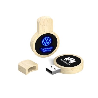 WOOD USB FLASH DRIVE WITH LED LOGO