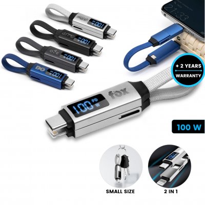 100 W DATA AND FAST CHARGING MAGNETIC CABLE 2-IN-1, WITH LED DISPLAY